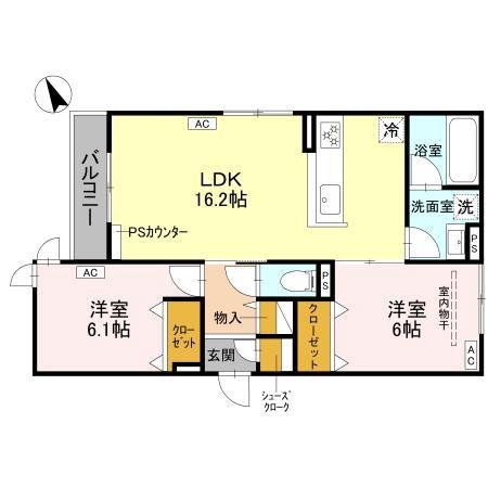 新芦屋上の完工年月(2026年3月)築の賃貸アパートの間取り