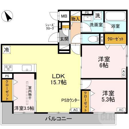 新芦屋上の完工年月(2026年3月)築の賃貸アパートの間取り