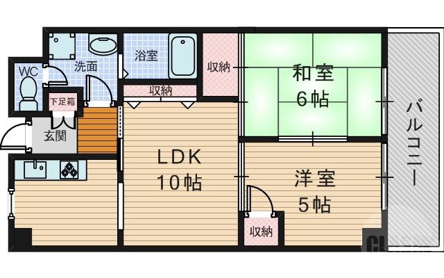 豊里の完工年月(1995年5月)築の賃貸マンションの間取り