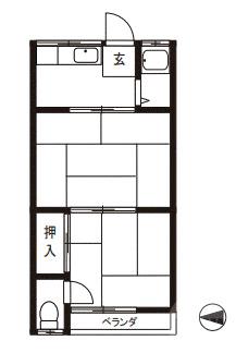 丑寅の完工年月(1976年2月)築の賃貸マンションの間取り