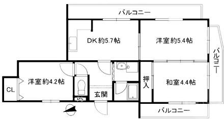 青葉丘南の完工年月(1985年6月)築の賃貸マンションの間取り