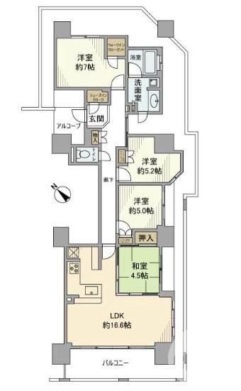 金岡町の完工年月(2013年1月)築の賃貸マンションの間取り