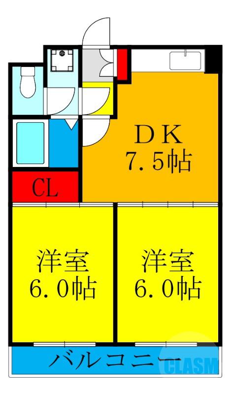 小松の完工年月(1993年4月)築の賃貸マンションの間取り