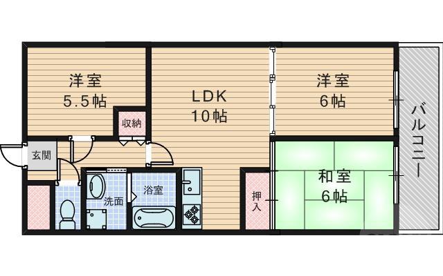 菅原の完工年月(1997年10月)築の賃貸マンションの間取り