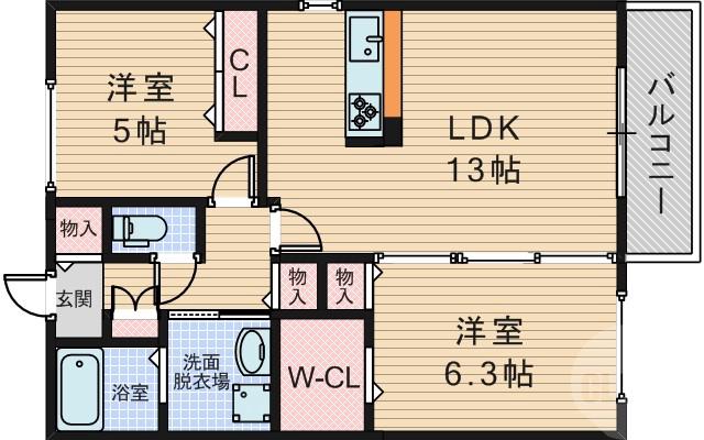 大桐の完工年月(2010年9月)築の賃貸アパートの間取り