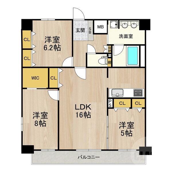 東中島の完工年月(2006年10月)築の賃貸マンションの間取り