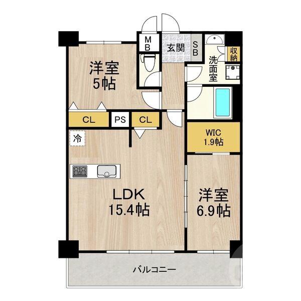 東中島の完工年月(2006年10月)築の賃貸マンションの間取り