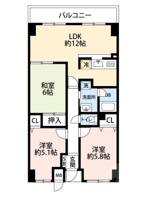 蔵垣内の完工年月(1996年3月)築の賃貸マンションの間取り
