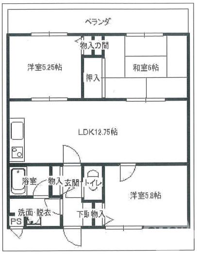 深阪の完工年月(1993年4月)築の賃貸マンションの間取り