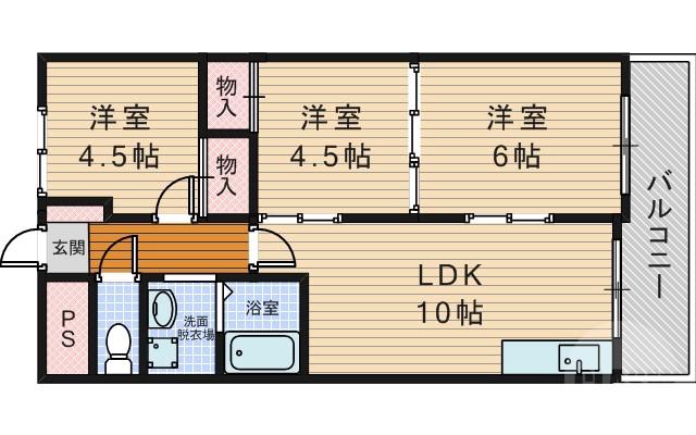 豊新の完工年月(1979年8月)築の賃貸マンションの間取り
