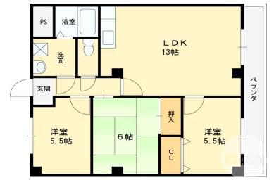 深井清水町の完工年月(1988年1月)築の賃貸マンションの間取り