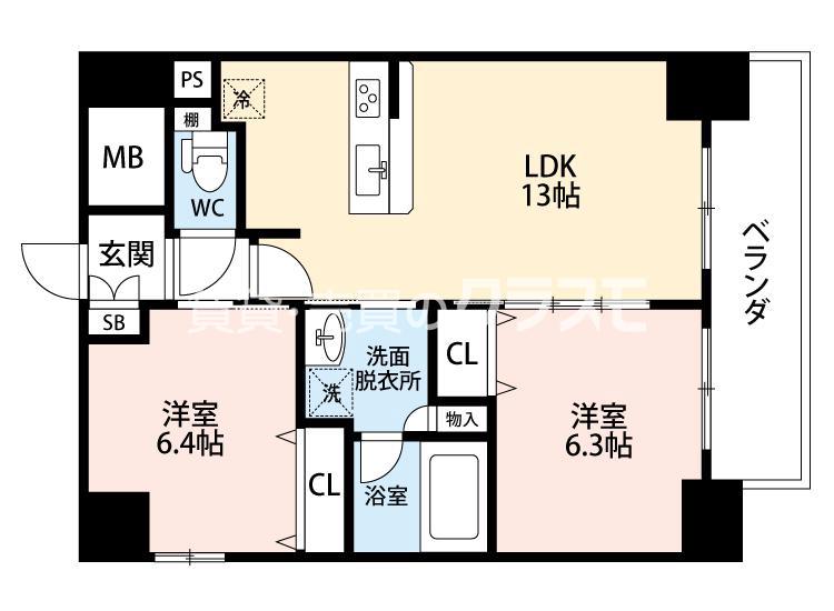 ラルジュルーセントオーデン難波の間取り