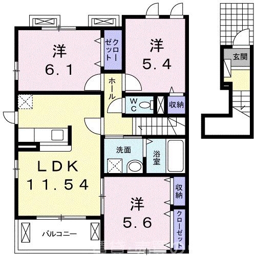 岩倉幡枝町の完工年月(2012年7月)築の賃貸アパートの間取り