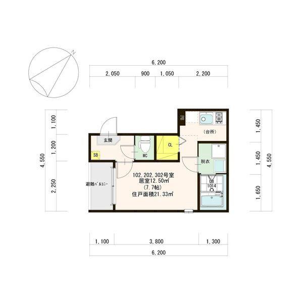 豊新の完工年月(2021年1月)築の賃貸アパートの間取り