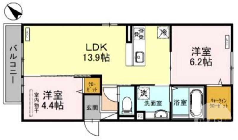 南旅篭町東の完工年月(2024年7月)築の賃貸アパートの間取り