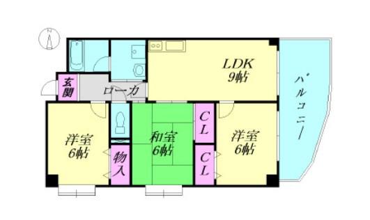 北花田町の完工年月(1997年4月)築の賃貸マンションの間取り