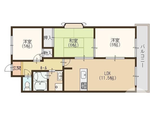 北花田町の完工年月(1994年5月)築の賃貸マンションの間取り