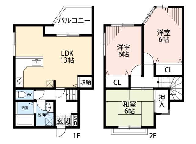 長曽根町の完工年月(2001年6月)築の賃貸マンションの間取り