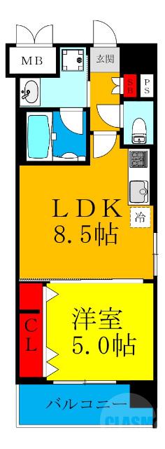 豊新の完工年月(2021年2月)築の賃貸マンションの間取り