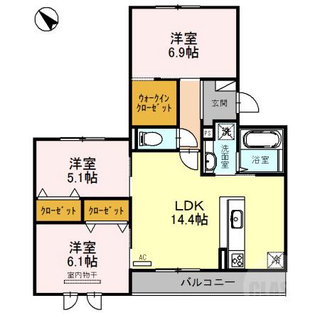 山田東の完工年月(2018年9月)築の賃貸アパートの間取り