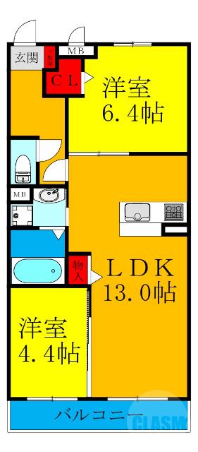 豊里の完工年月(2021年6月)築の賃貸アパートの間取り