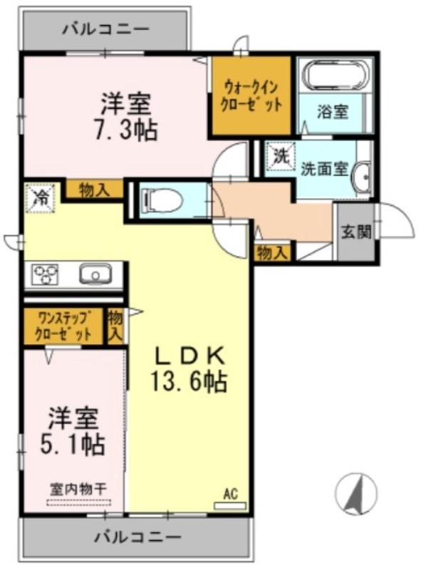香ヶ丘町の完工年月(2014年2月)築の賃貸アパートの間取り