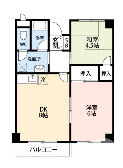 百舌鳥西之町の完工年月(1989年12月)築の賃貸マンションの間取り