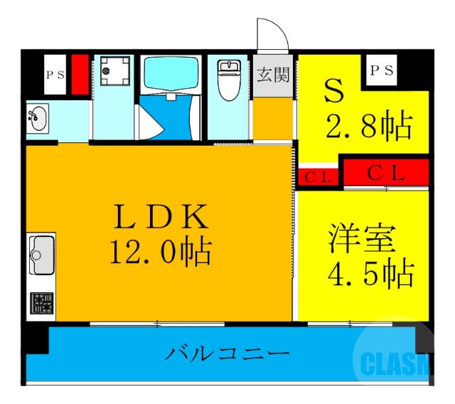 内本町の完工年月(2021年3月)築の賃貸マンションの間取り