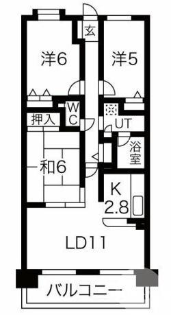 山本町の完工年月(1998年3月)築の賃貸マンションの間取り