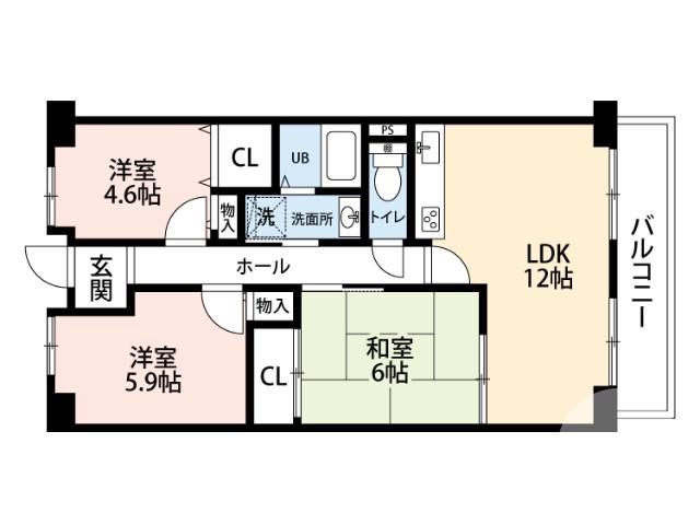 長曽根町の完工年月(1998年3月)築の賃貸マンションの間取り