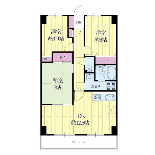 東一津屋の完工年月(1998年1月)築の賃貸マンションの間取り