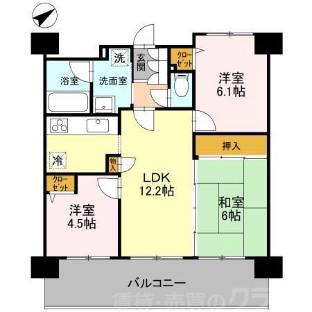 山坂の完工年月(2003年3月)築の賃貸マンションの間取り