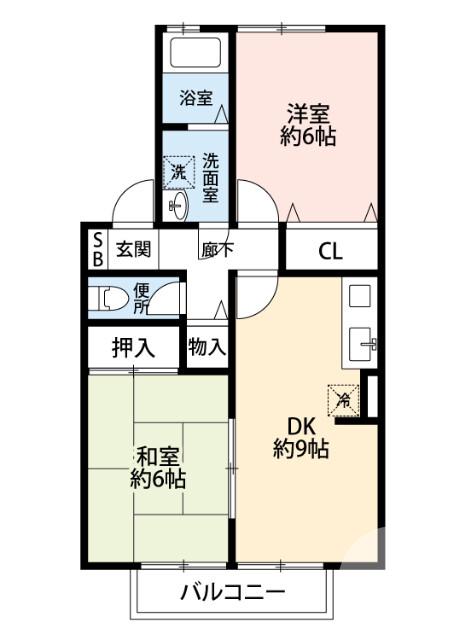 百舌鳥陵南町の完工年月(1995年5月)築の賃貸アパートの間取り