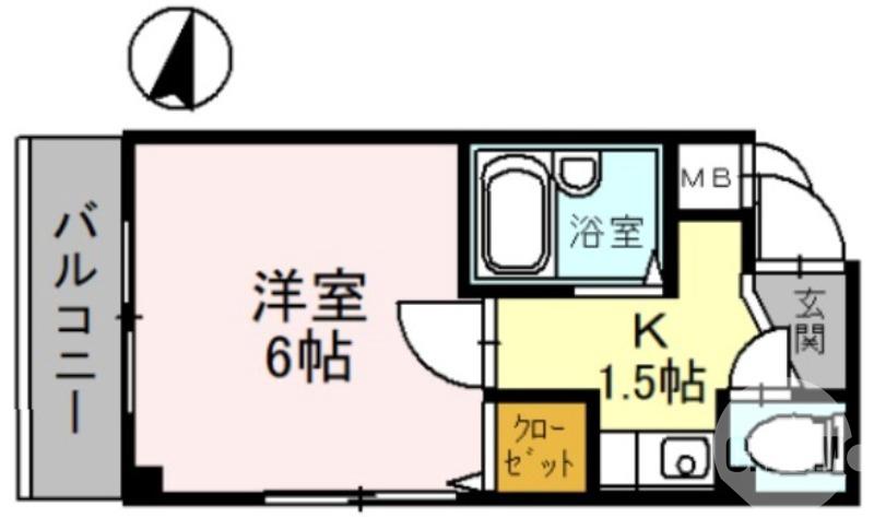 百舌鳥赤畑町の完工年月(1996年2月)築の賃貸マンションの間取り