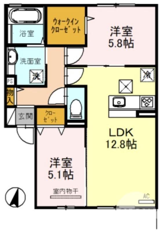 浜寺船尾町東の完工年月(2021年4月)築の賃貸アパートの間取り