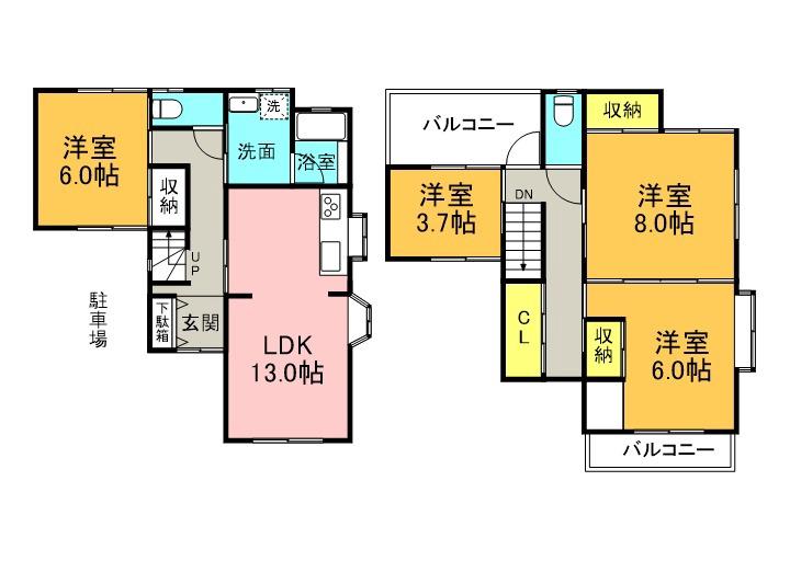打上南町の完工年月(1992年10月)築の賃貸一戸建ての間取り