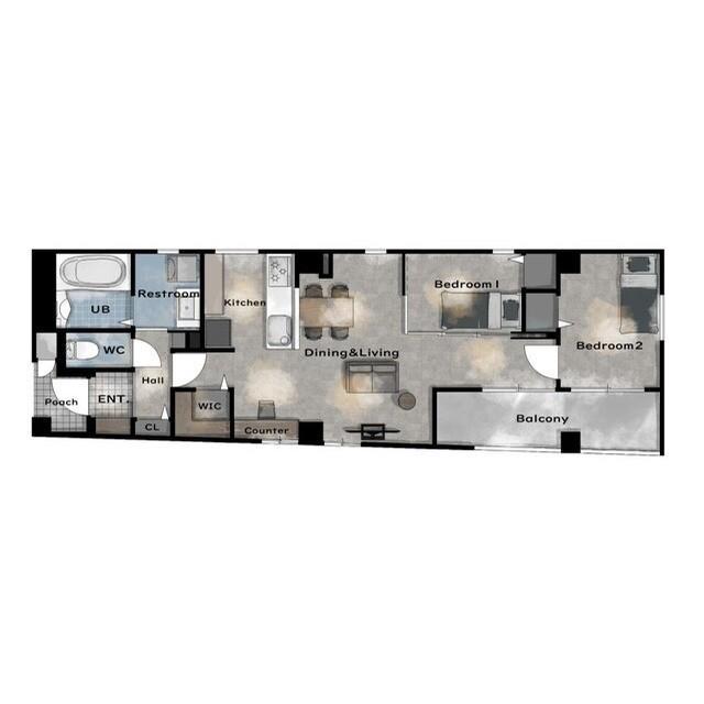 片山町の完工年月(2026年3月)築の賃貸マンションの間取り