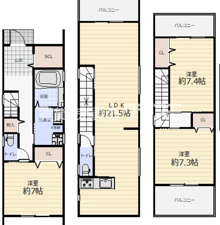 鶴町の完工年月(2025年2月)築の賃貸一戸建ての間取り