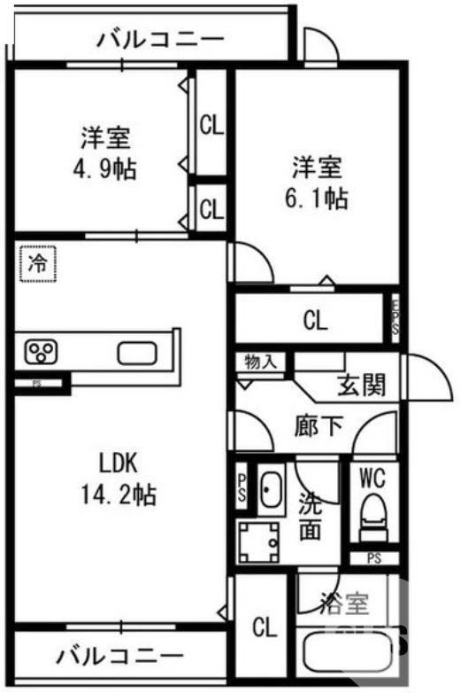 西野の完工年月(2026年3月)築の賃貸アパートの間取り
