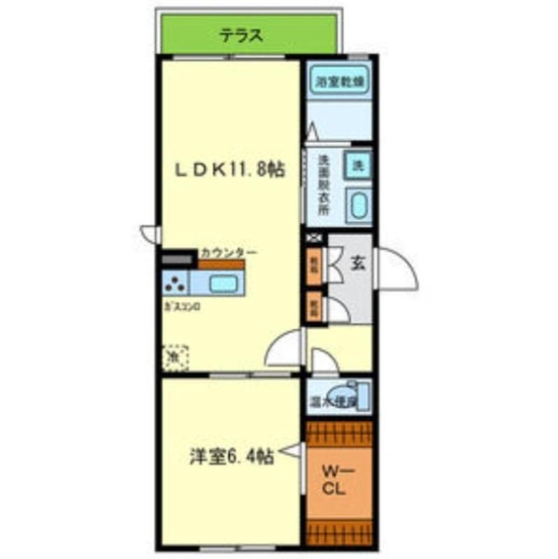 引野町の完工年月(2018年2月)築の賃貸アパートの間取り