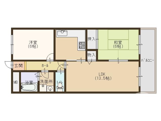 北花田町の完工年月（1997年11月）築の賃貸マンションの間取り