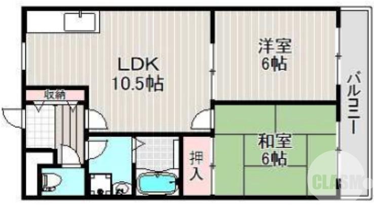 百舌鳥赤畑町の完工年月(1993年3月)築の賃貸マンションの間取り