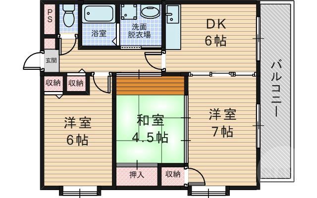 南江口の完工年月(1996年4月)築の賃貸マンションの間取り