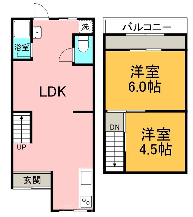 萱島東の完工年月(1965年8月)築の賃貸一戸建ての間取り