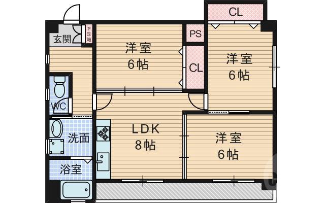 豊里の完工年月(1982年6月)築の賃貸マンションの間取り
