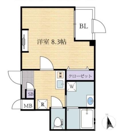 賑町の完工年月(2021年1月)築の賃貸マンションの間取り