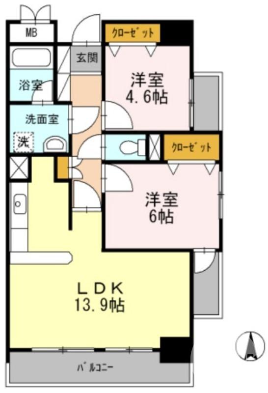 南花田町の完工年月(1999年8月)築の賃貸マンションの間取り