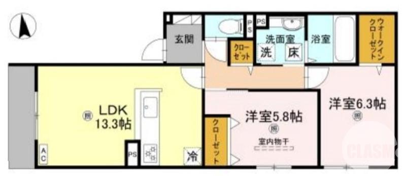 鳳北町の完工年月(2026年1月)築の賃貸アパートの間取り