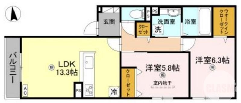 鳳北町の完工年月(2026年1月)築の賃貸アパートの間取り