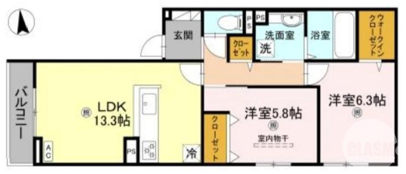 鳳北町の完工年月(2026年1月)築の賃貸アパートの間取り